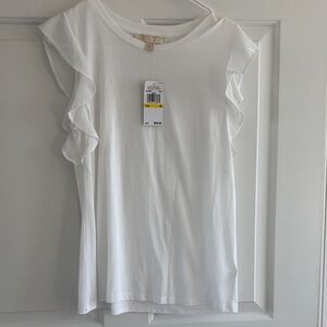 White Ruffle Sleeve Top